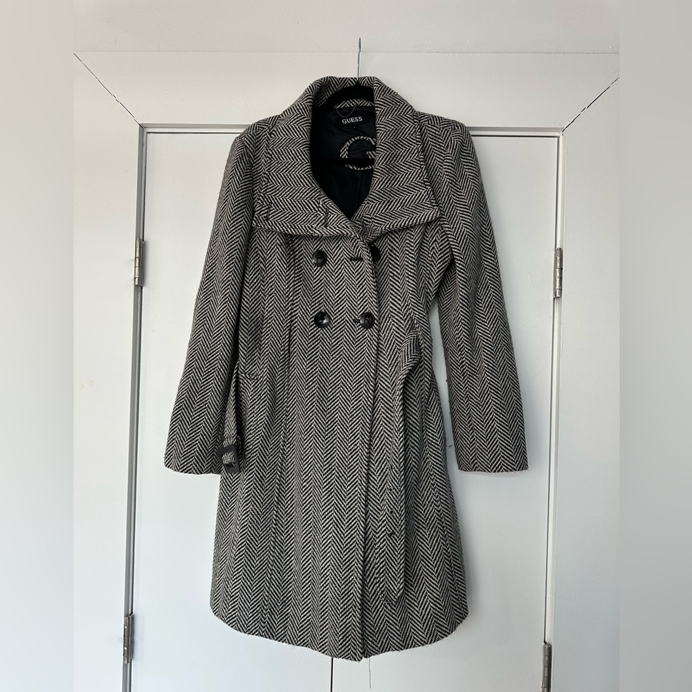 GUESS Women's Classic Herringbone Coat